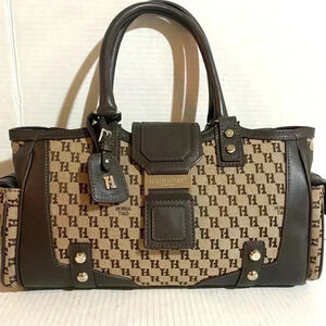 Hermatiad signature print logo satchel handbag